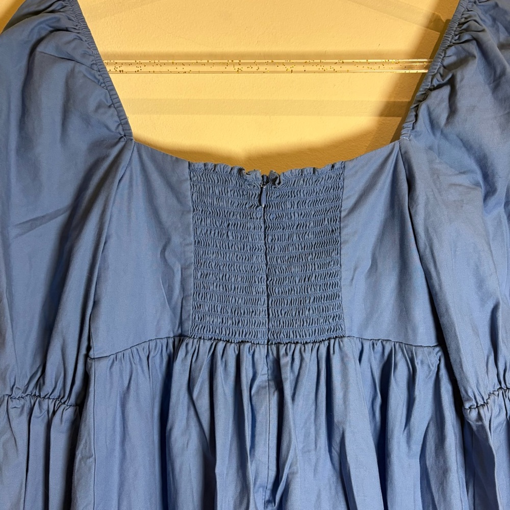 Reformation Michaela Mini Dress in Azure Blue Organic Cotton Sz 4 - Picture 9 of 10